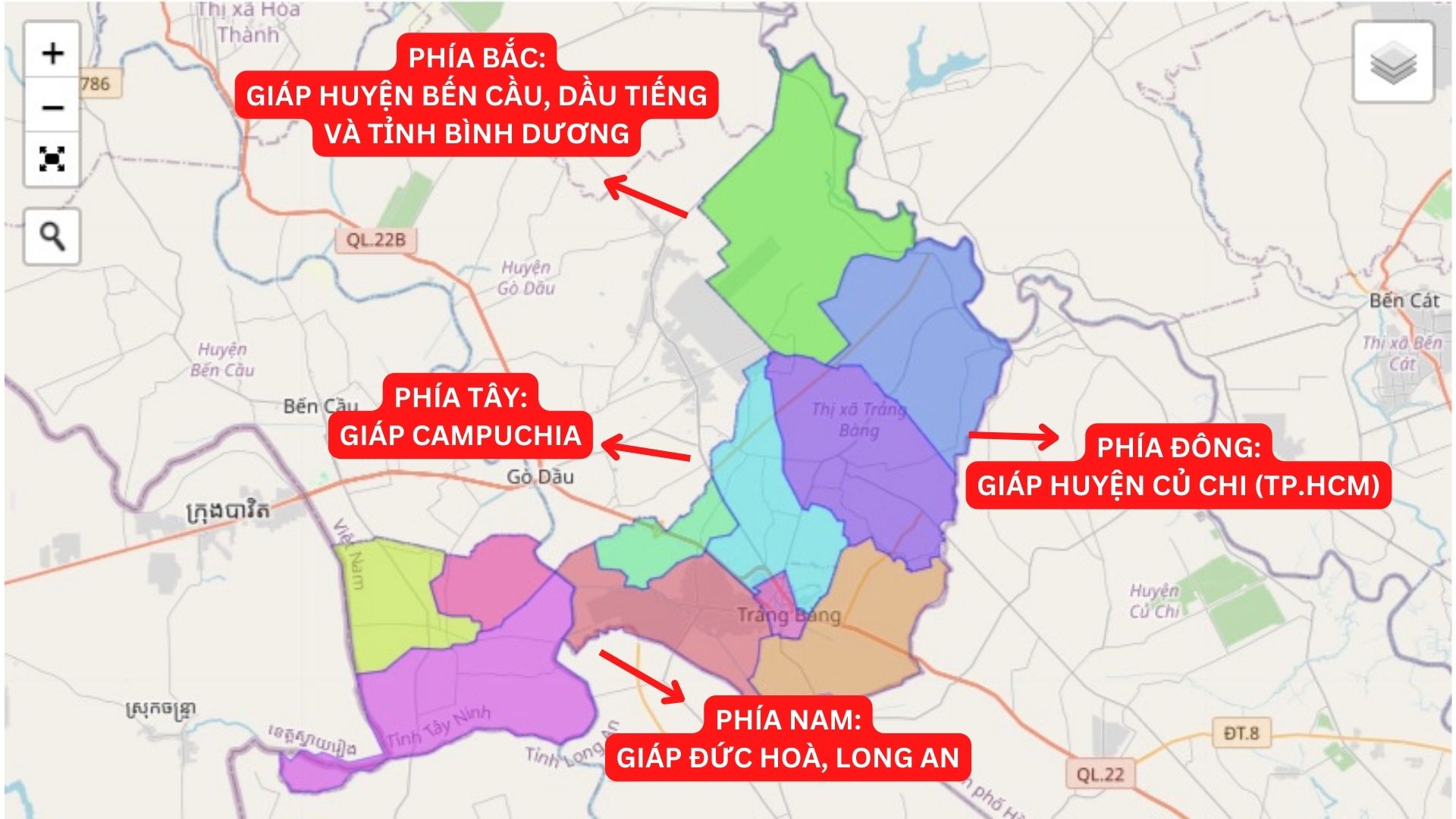Thị xã Trảng Bàng có vị trí địa lý thuận lợi để phát triển kinh tế